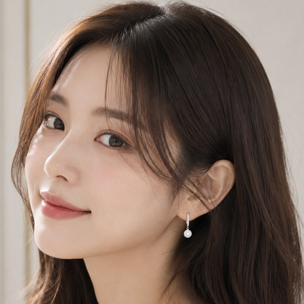 메종드쉬 모이사나이트 귀걸이 925실버 18kGF 랩다이아 시뮬럿 BME026 헤일로 5부 드롭 - 상세 이미지 4