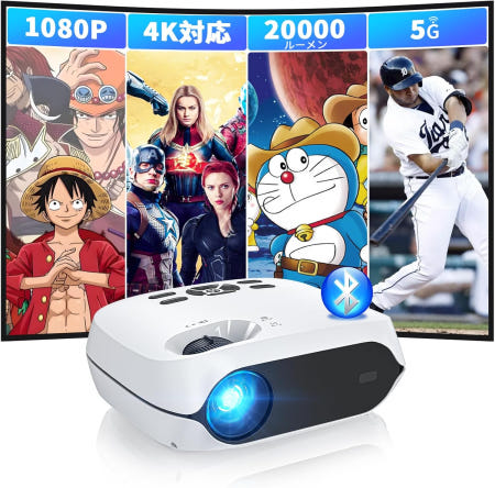 HAPPRUN [해외]HAPPRUN L2 프로젝터 2000 LM Bluetooth 5 GWiFi 4K 호환 홈 풀 HD 고휘도 소형 크기 300인치 대화면 내장형 HiF 스피커 75 줌 기능 w
