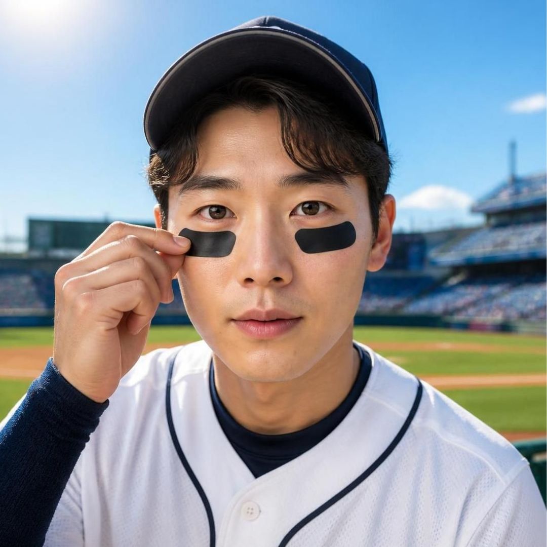 야구 아이패치 10P 눈부심 방지 스티커 눈밑 눈보호 블랙 자외선차단 패치 - 상세 이미지 2