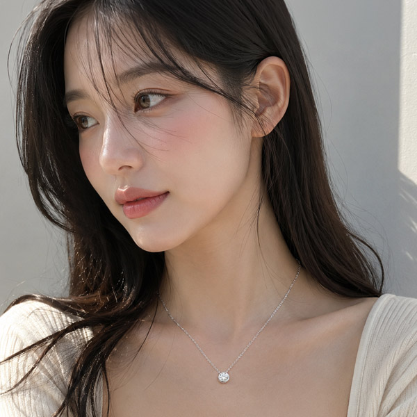 메종드쉬 모이사나이트 목걸이 925실버 18kGF 랩다이아 시뮬럿 BMN010 베젤 1캐럿 - 상세 이미지 4