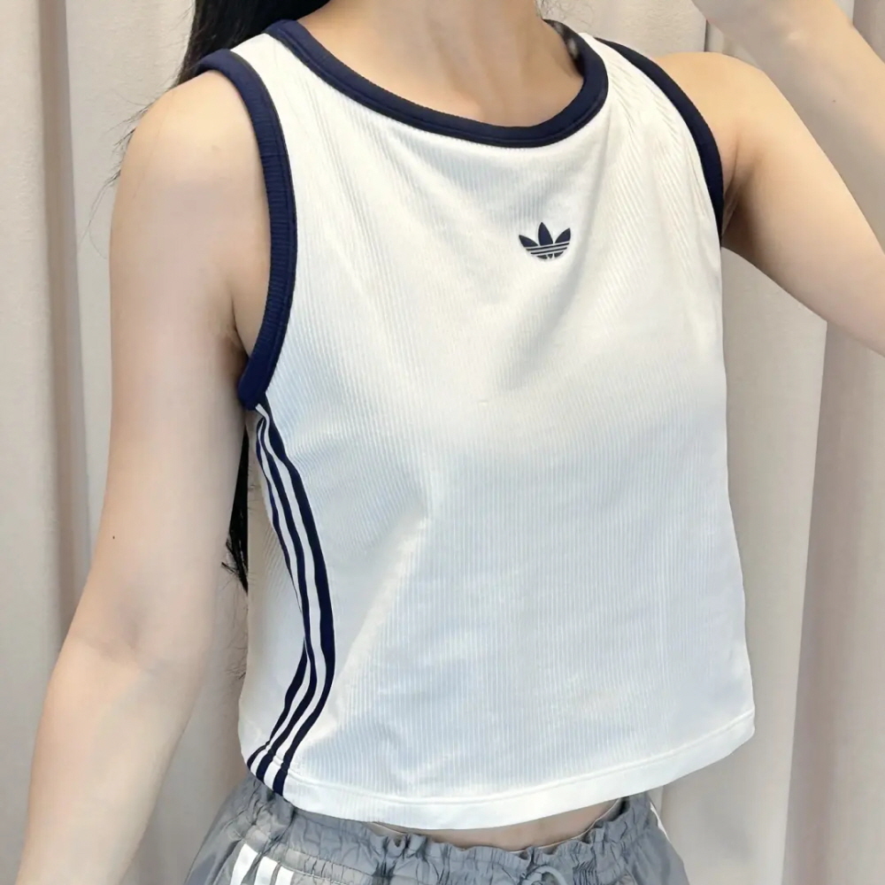 아디다스 우먼스 오리지널 패디드 크롭 탱크탑 브라탑 나시 화이트 LF4596 이미지 6