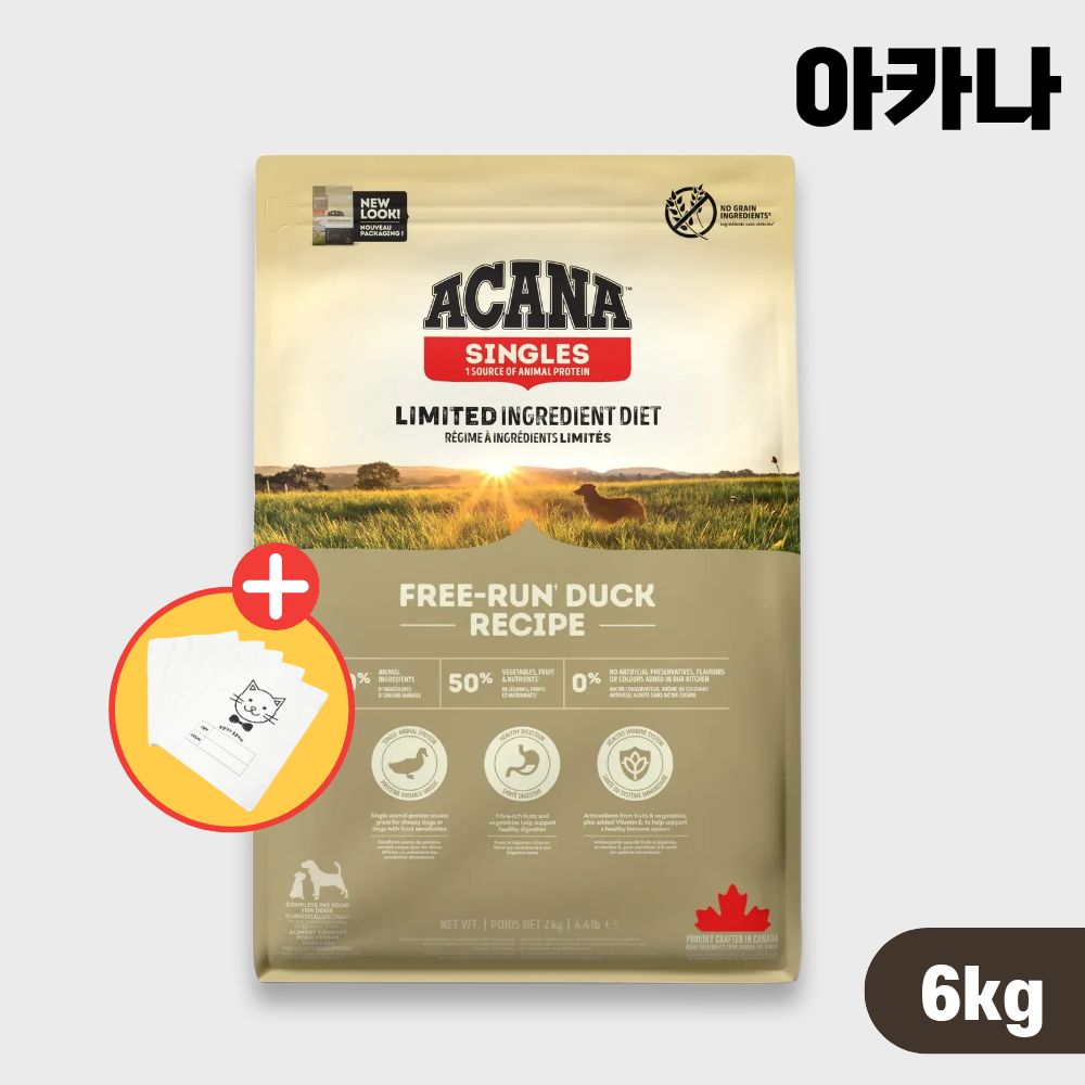 [소분봉투증정] 아카나 독 강아지사료 개사료 프리런 덕, 6kg, 1개 - 상품 이미지
