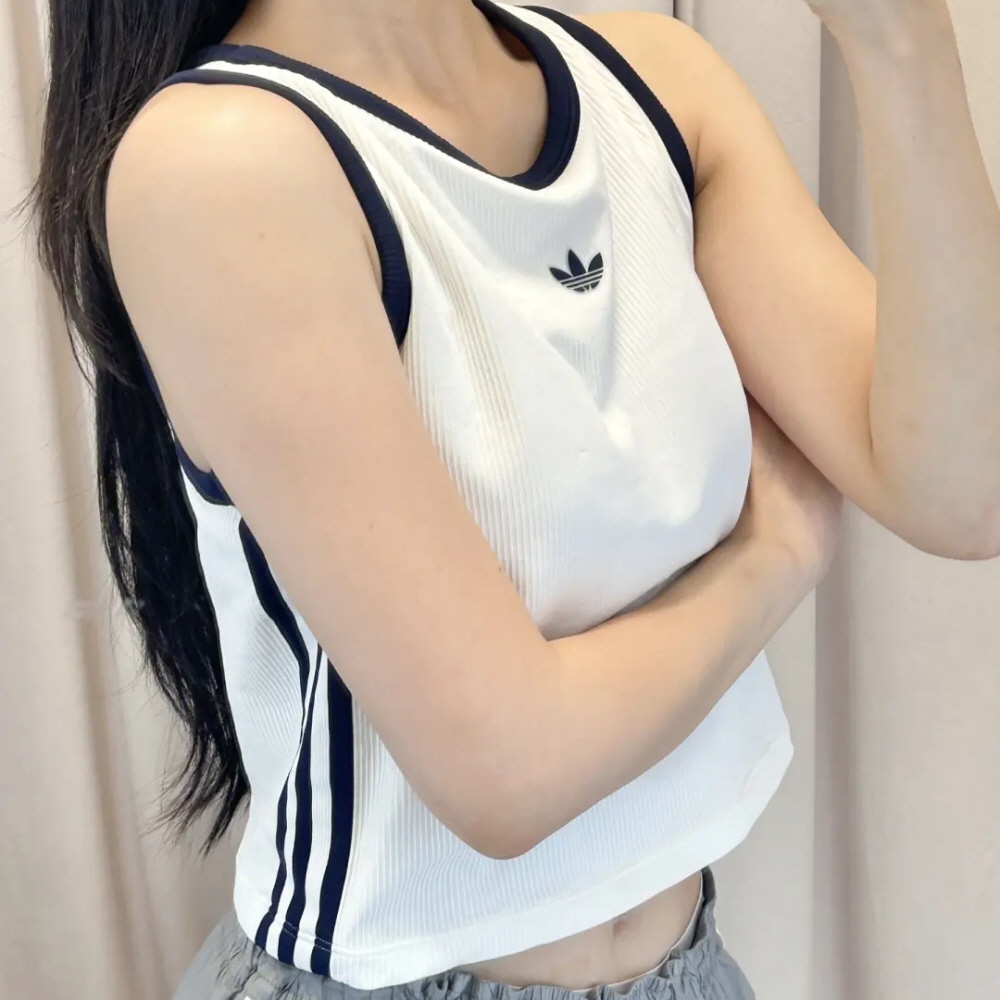 아디다스 우먼스 오리지널 패디드 크롭 탱크탑 브라탑 나시 화이트 LF4596 이미지 7