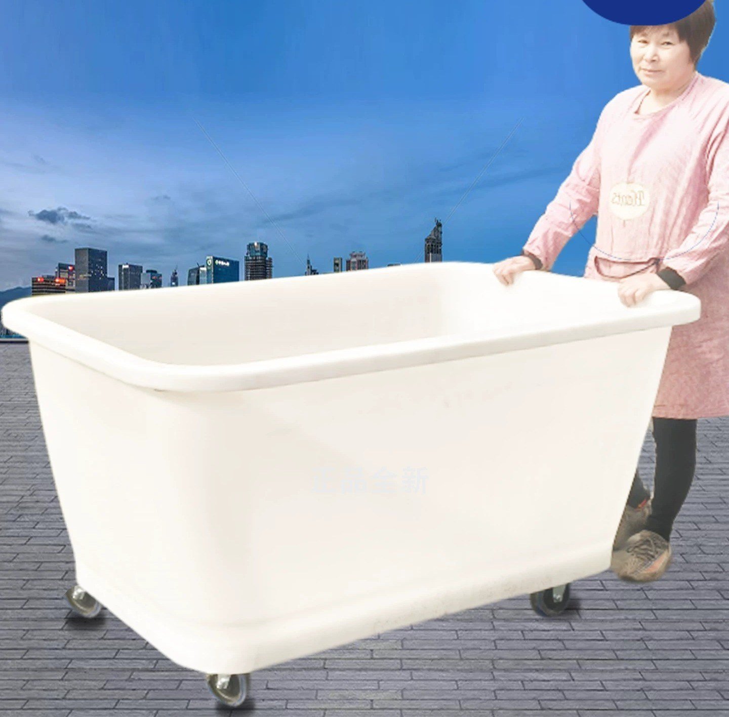 호텔 세탁물 운반카트 플라스틱 접이식 수레 4륜 무소음 특소형 방수커버 - 상세 이미지 2