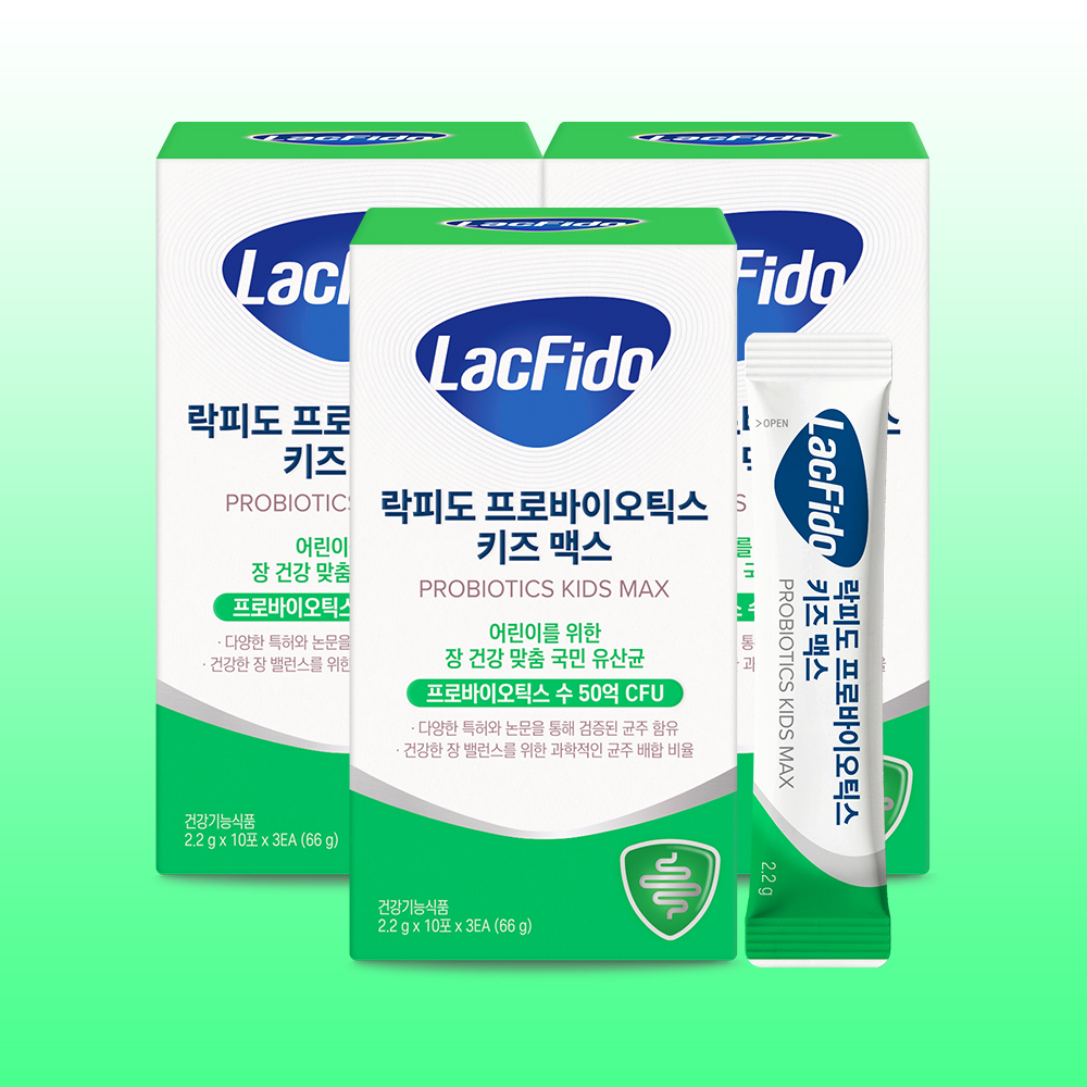락피도 프로바이오틱스 키즈 맥스 · 락토바실러스&비피더스 50억 CFU 30포, 3개 - 상품 이미지
