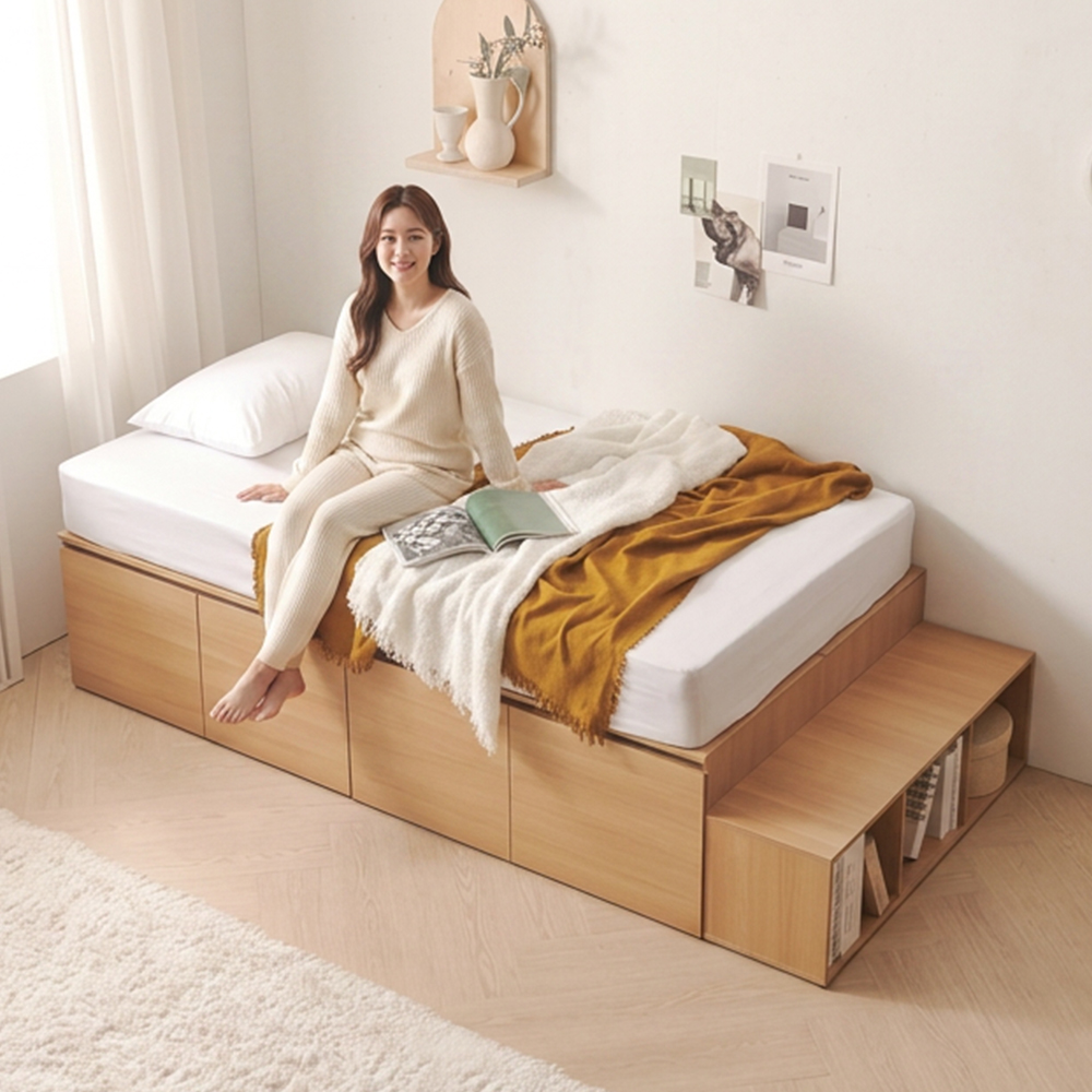블록 도어형 원룸 1인가구 수납 침대 프레임 SS 이미지 8