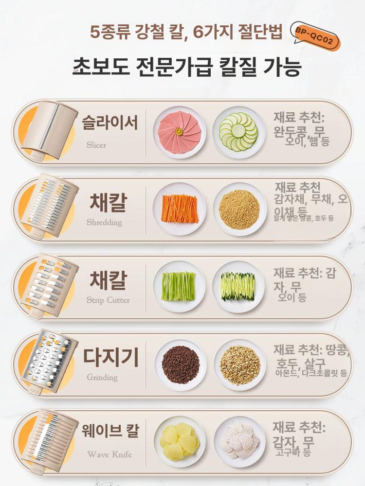 만능 야채 다지기 수동 슬라이서 채칼 감자 깍둑썰기 QC02 5세트+청소용 브러시 포함 - 상세 이미지 3