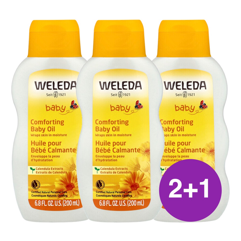 Weleda 유아용 진정 효과 베이비 오일 금잔화 추출물 200ml, 3개 - 상품 이미지