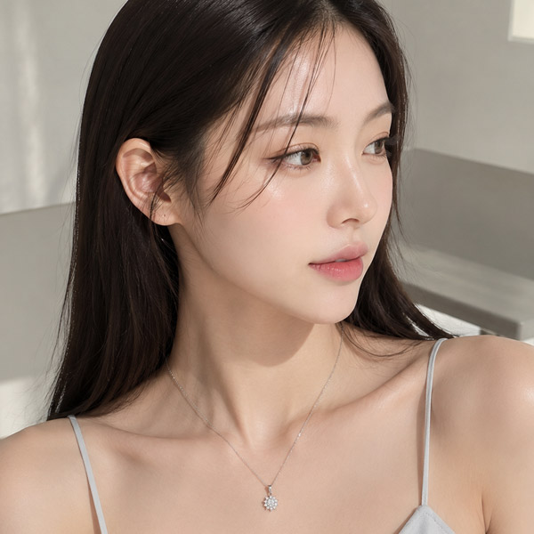 메종드쉬 모이사나이트 목걸이 925실버 18kGF 랩다이아 시뮬럿 BMN015 플로라 눈꽃 - 상세 이미지 4