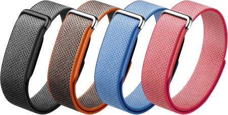 [해외]Kounlsyam 4개 팩 밴드 Google Fitbit Air 지원 여성 남성 편직 나일론 루프 스포츠 통기성 교체용 리스트 스트랩 Black/Lender/Orange/B