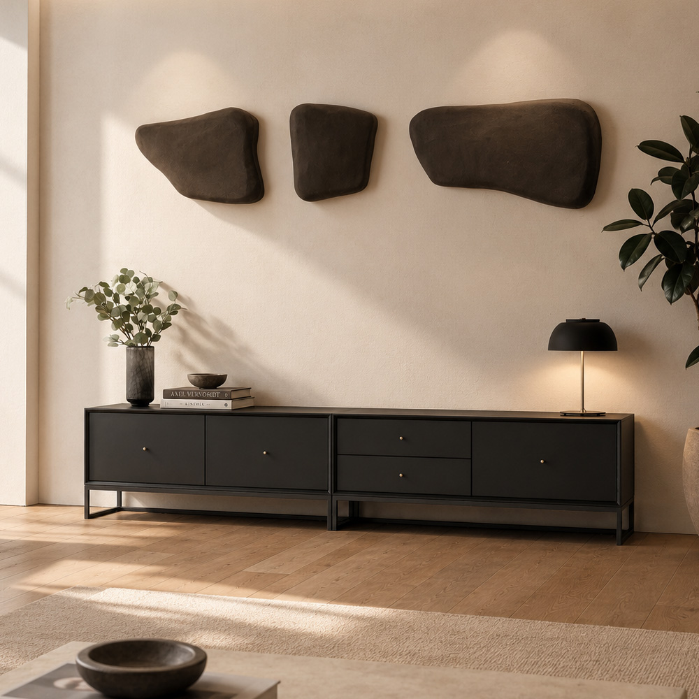 엠블나인 H1 1200 거실장 거실수납장 TV장 Onyx Black - 상세 이미지 4
