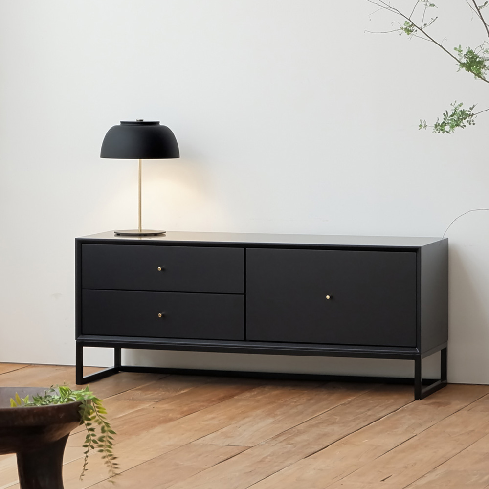 엠블나인 H1 1200 거실장 거실수납장 TV장 Onyx Black - 상품 이미지