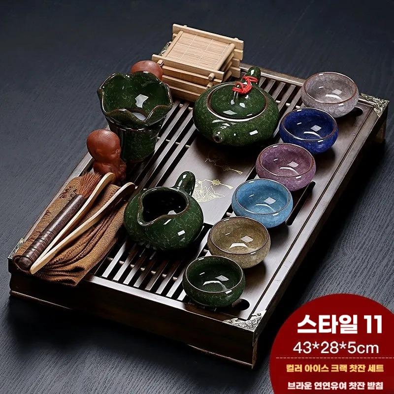 11 Type 손님접대용 원목 트레이 차도구 다기세트 전통 티팟세트 - 상품 이미지
