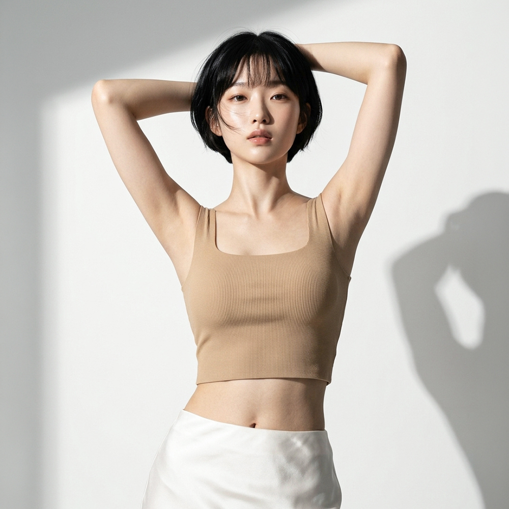 마이크로 심리스 스퀘어 브라탑 캡나시 노브라 브라런닝 이미지 7