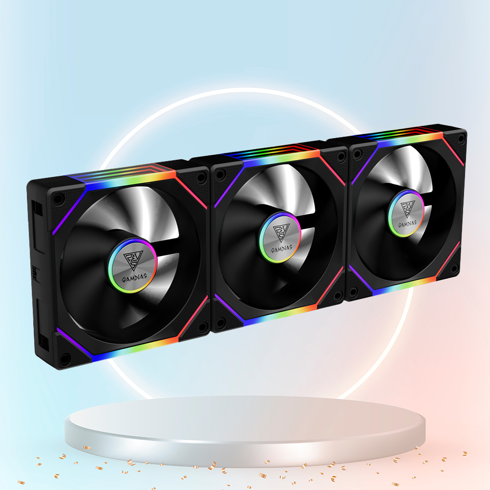 겜디아스 GAMDIAS AEOLUS P2-1203 3 팩 시스템 쿨러 블랙 - 상품 이미지