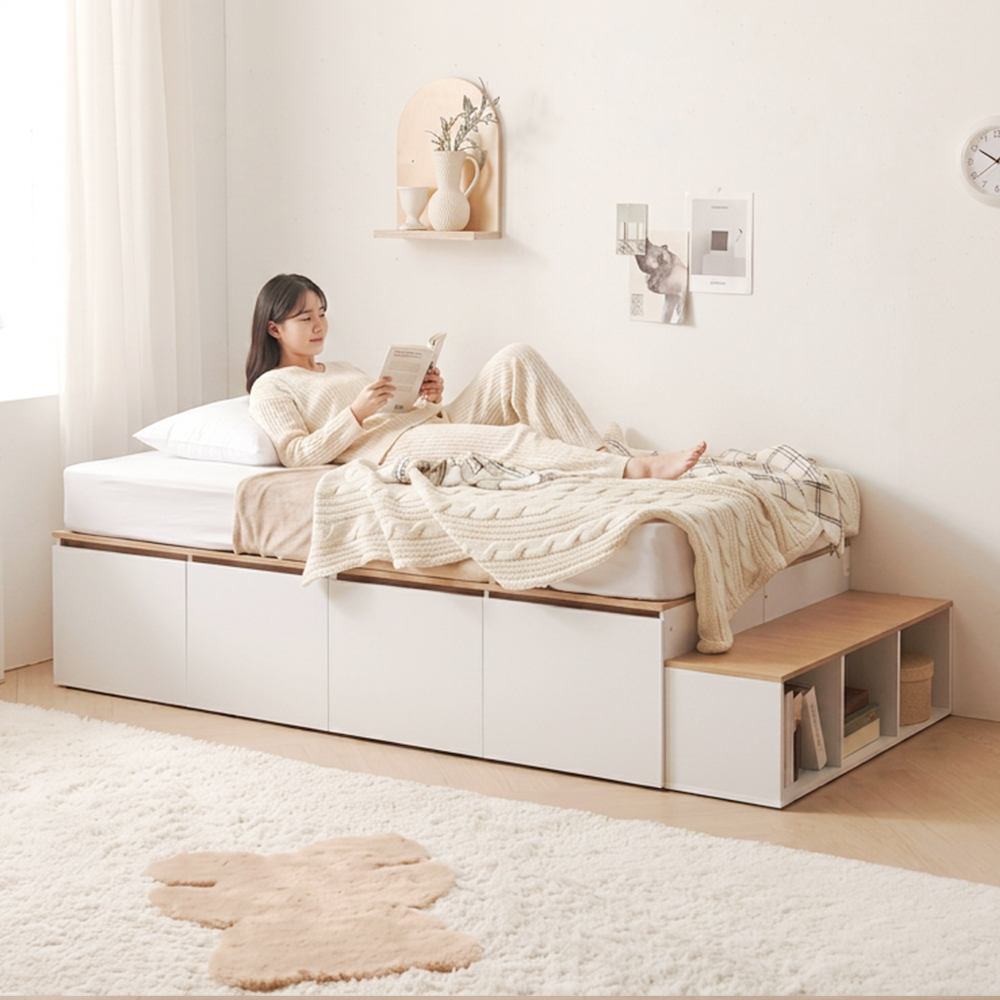 블록 도어형 원룸 1인가구 수납 침대 프레임 SS 이미지 7