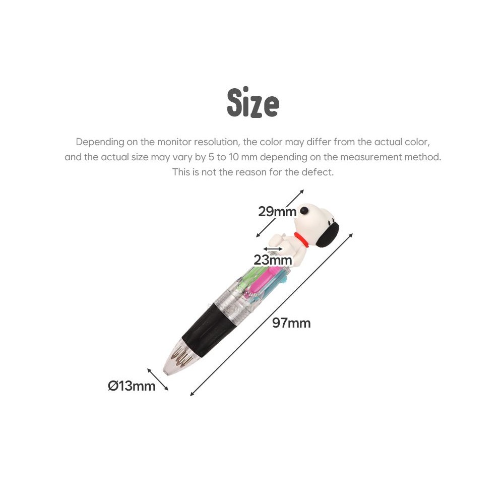 스누피 4색 볼펜 0.5mm 캐릭터 미니볼펜 단체 선물 앉아있는 스누피 - 상세 이미지 4