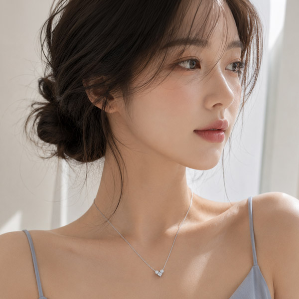메종드쉬 모이사나이트 목걸이 925실버 18kGF 랩다이아 시뮬럿 BMN011 러블리 하트 - 상세 이미지 4