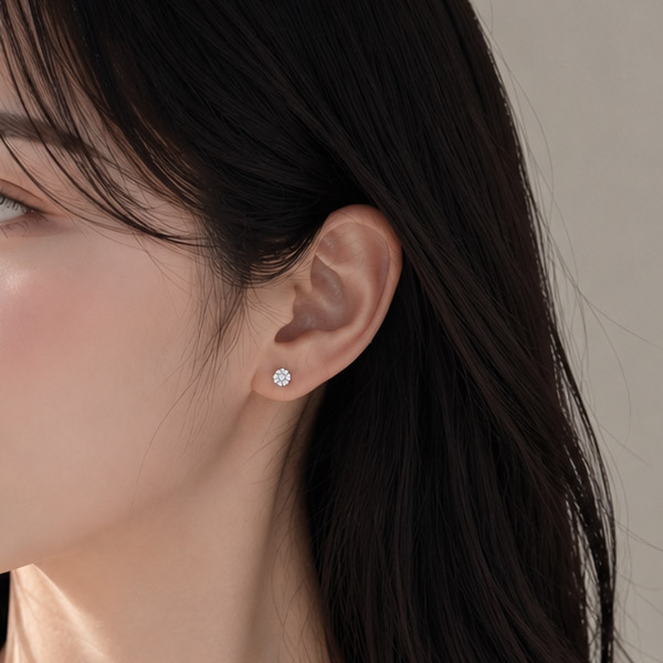 메종드쉬 모이사나이트 귀걸이 925실버 18kGF 랩다이아 시뮬럿 BME019 6프롱 5부 - 상세 이미지 3