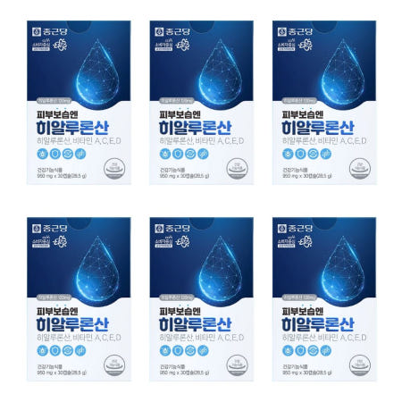 종근당 피부 보습엔 히알루론산 950mg x 30캡슐, 6박스