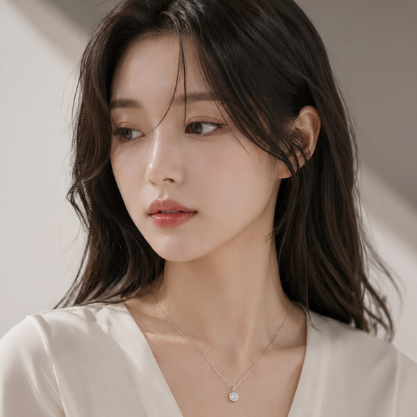 메종드쉬 모이사나이트 목걸이 925실버 18kGF 랩다이아 시뮬럿 BMN007 6프롱 솔리테어 - 상세 이미지 4