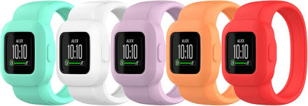 QGHXO [해외]Garmin Vivofit Jr3용 밴드 소프트 실리콘 교체용 손목시계 스트랩 Jr3 피트니스 트래커용 S 사이즈 L(트래커 없음) 5 bands for girls 2XL