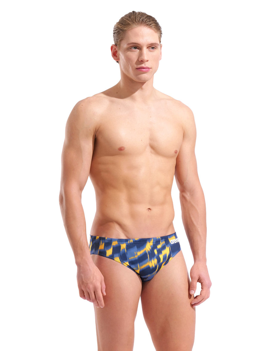 아레나 남성 웨이브 브리프 삼각 수영복 Team Navy Yellow, 28 - 상세 이미지 2
