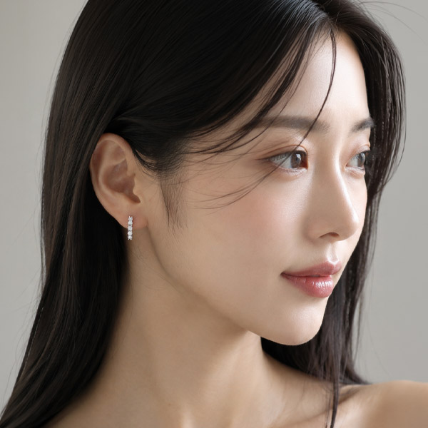 메종드쉬 모이사나이트 귀걸이 925실버 18kGF 랩다이아 시뮬럿 BME021 원터치 링 테니스 - 상세 이미지 4