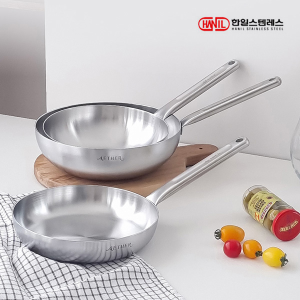 한일스텐레스 에테르 무연마제 통5중 스텐304 인덕션 후라이팬 24cm - 상세 이미지 3