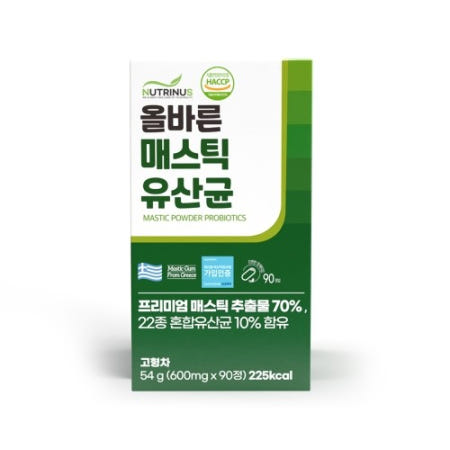 뉴트리너스 올바른 매스틱 유산균 600mg 90정