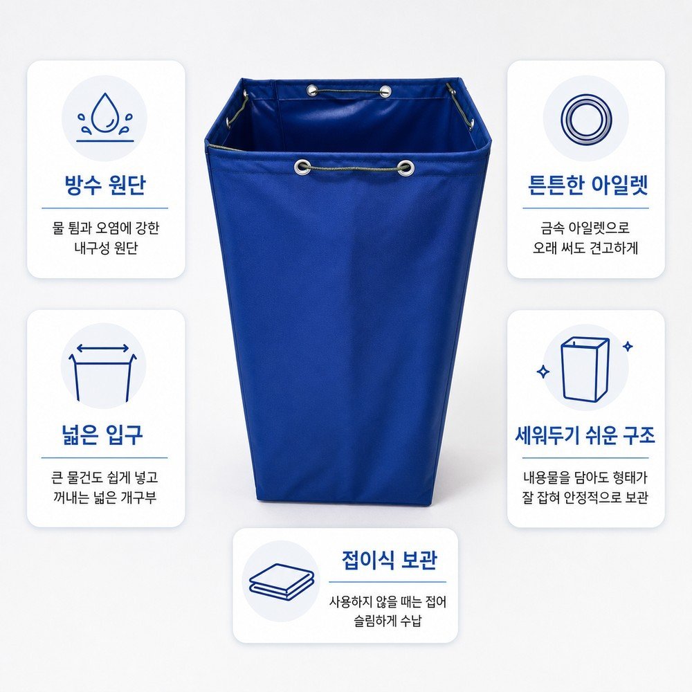 방수 이사박스 대용량 접이식 이사용 가방 캠핑 이불 의류 보관 수납함 이삿짐 정리 박스 블루 304070 - 상세 이미지 3