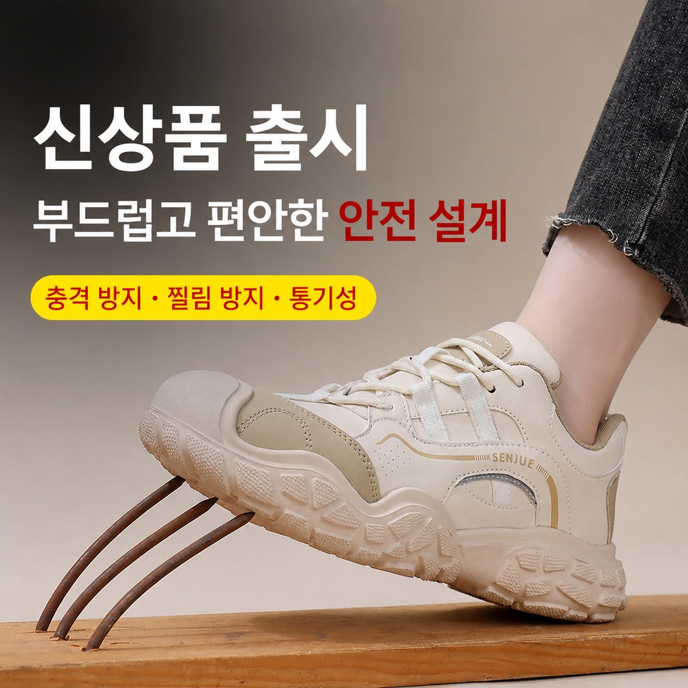 여성 경량 안전화 운동화형 방검중창 통기성 미끄럼방지 작업화 - 상세 이미지 4
