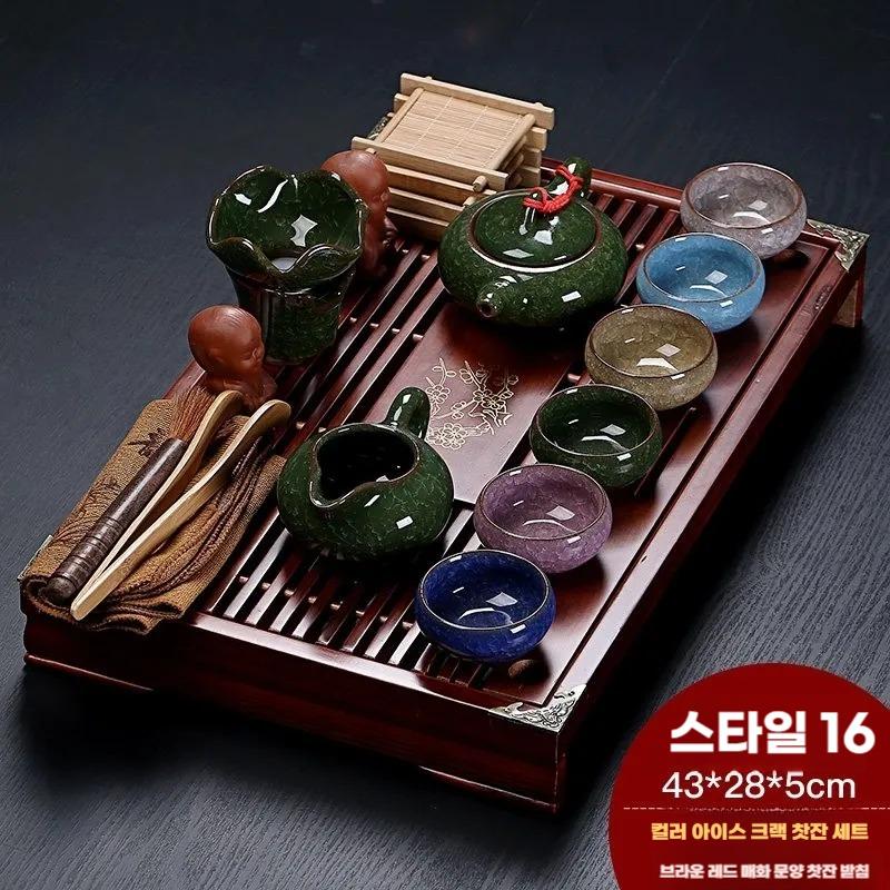 16 Type 손님접대용 원목 트레이 차도구 다기세트 전통 티팟세트 - 상품 이미지