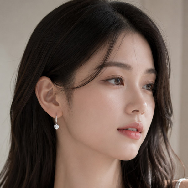 메종드쉬 모이사나이트 귀걸이 925실버 18kGF 랩다이아 시뮬럿 BME022 드롭 1캐럿 - 상세 이미지 4