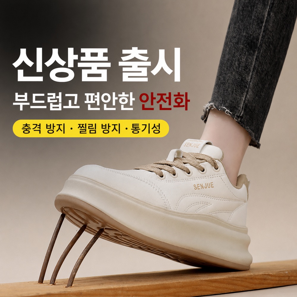 여성 경량 안전화 운동화형 스틸토 방검중창 통기성 미끄럼방지 작업화 - 상세 이미지 3