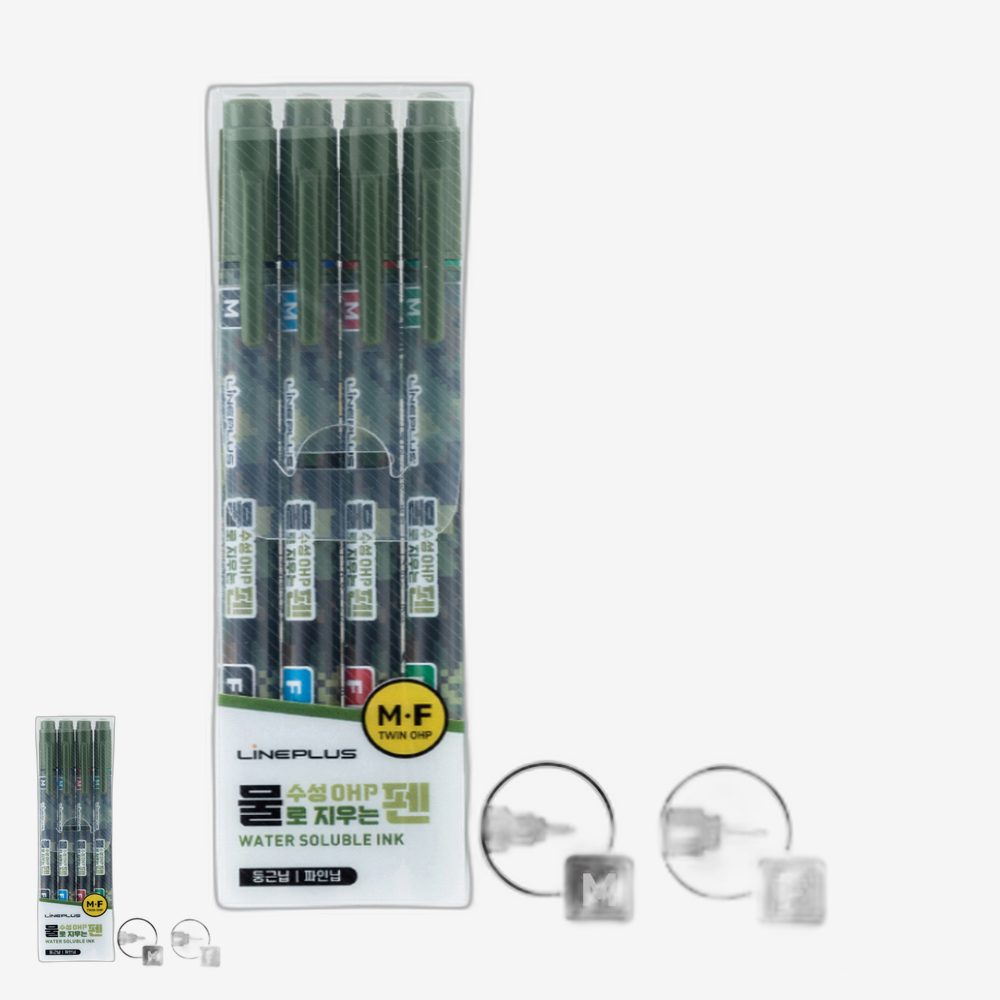 수용성잉크 강의교재정리 지워지는마커 유리판메모 OHP필름펜 4색세트 1.0mm 0.4mm - 상품 이미지