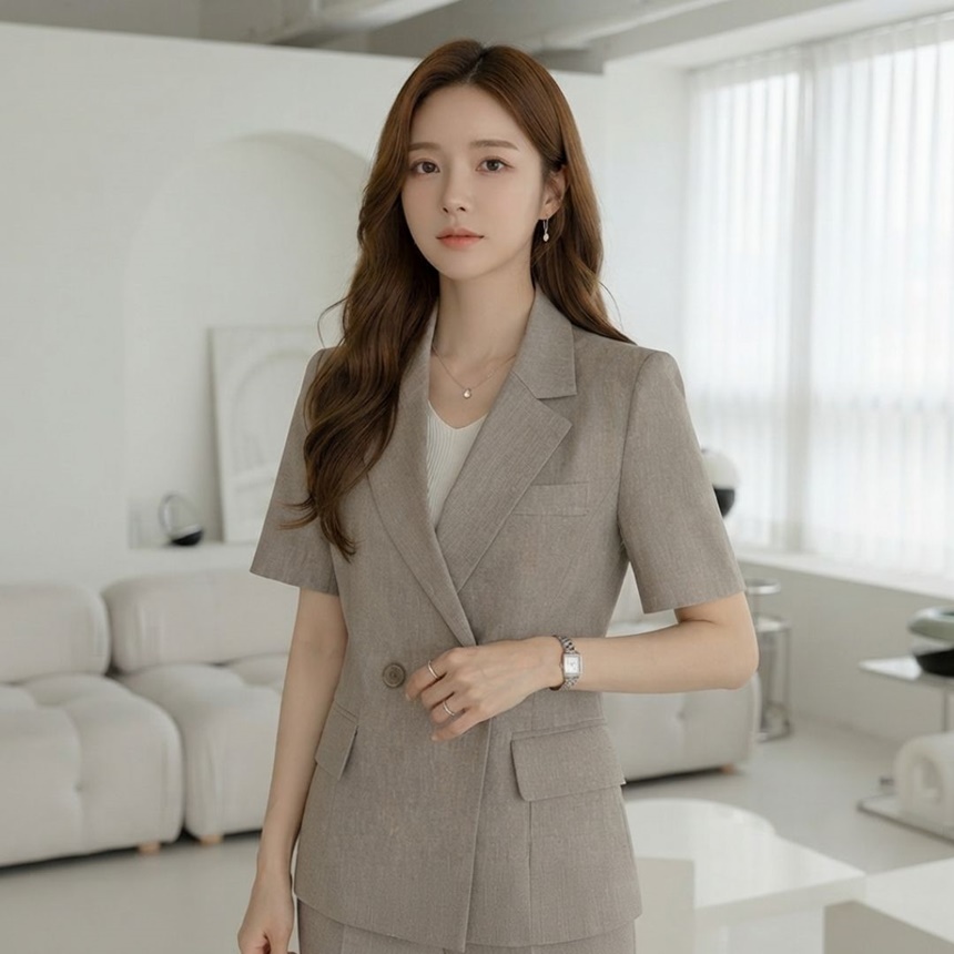 벨티드 여름 테일러드 반팔 린넨 자켓 썸머 슬림 더블 재킷 하객룩 출근룩 77가능