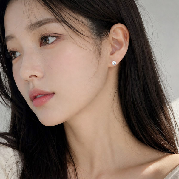 메종드쉬 모이사나이트 귀걸이 925실버 18kGF 랩다이아 시뮬럿 BME018 4프롱 1캐럿 - 상세 이미지 4