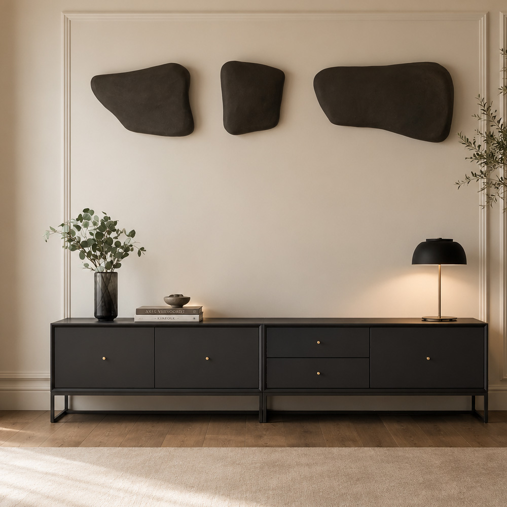 엠블나인 H1 1200 거실장 거실수납장 TV장 Onyx Black - 상세 이미지 3