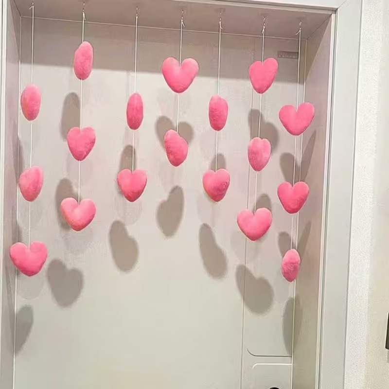 하트 문 도어 커튼 블라인드 인테리어 방문가리개 홈카페 파티 데코 하트 러브 모빌 DIY 이미지 6