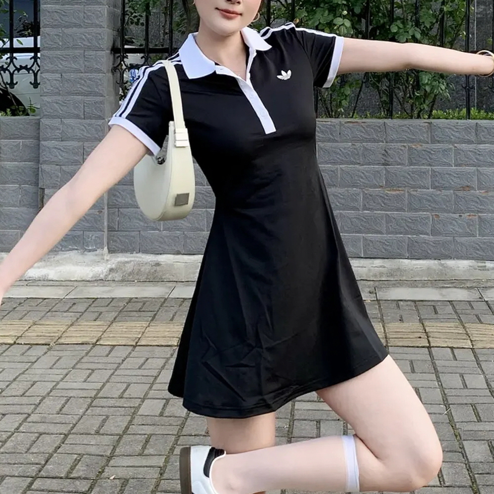 아디다스 우먼스 오리지널 클래식 슬림핏 반팔 원피스 드레스 블랙 LG4962 캐주얼룩 스포티룩 여성캐주얼 - 상세 이미지 2
