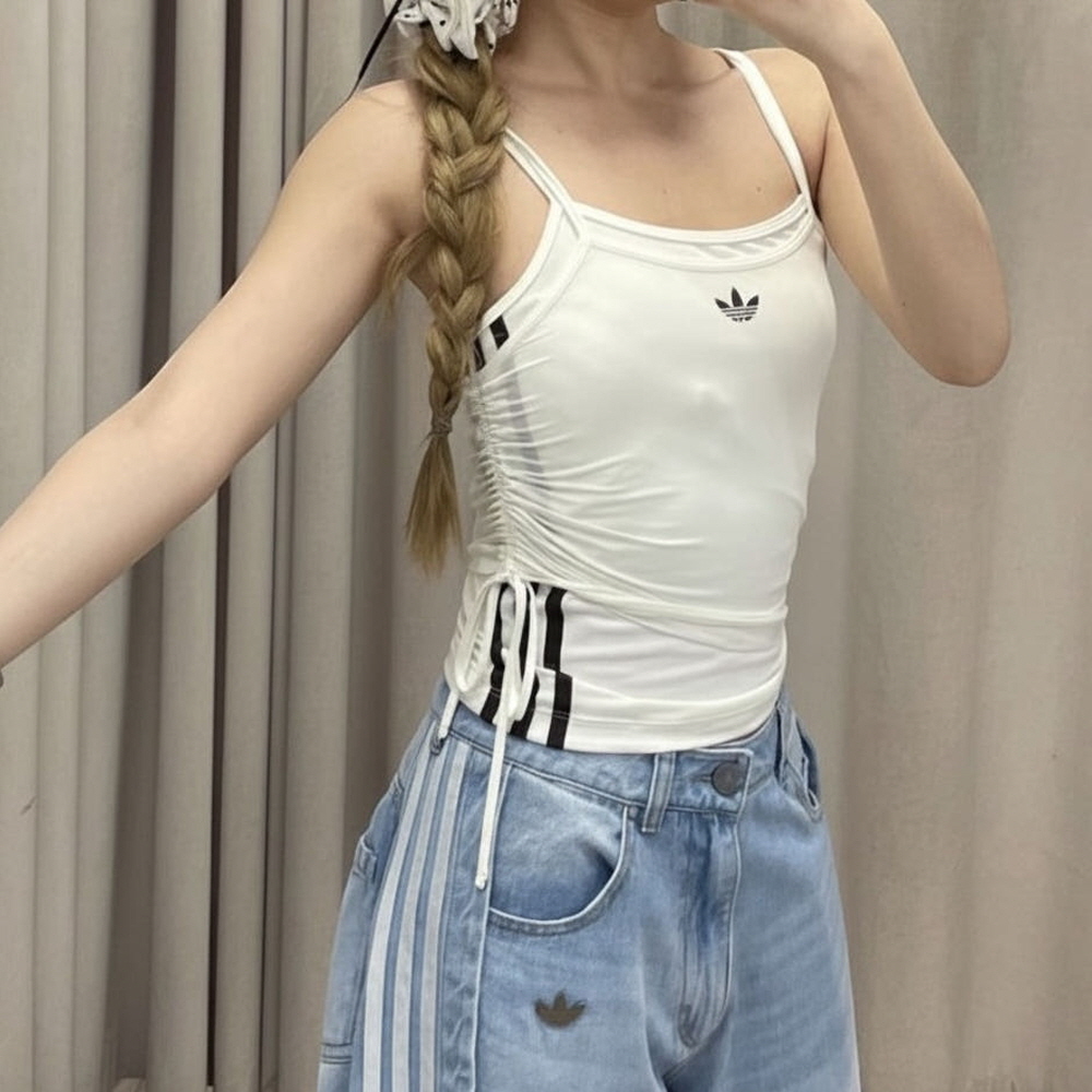 아디다스 오리지널 W 더블 레이어드 탱크 탑 민소매 나시 화이트 KW4525 - 상세 이미지 4