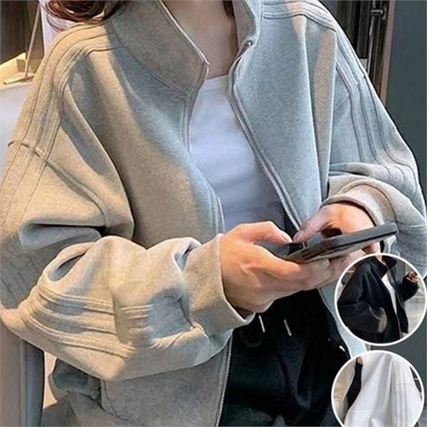 트레이닝 여성 숏 기장 점퍼 캐주얼 여성 하이넥 집업 간절기 - 상품 이미지