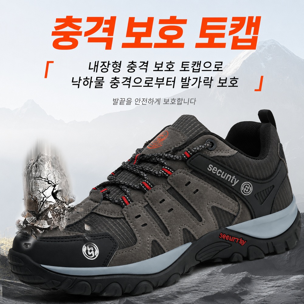 남성 경량 안전화 보호토캡 메쉬 통기성 미끄럼방지 현장 작업화 - 상세 이미지 3