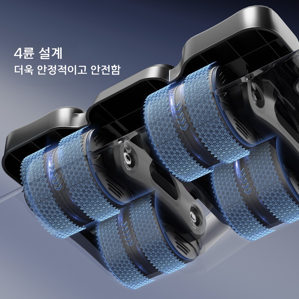 자동 반동 복근 운동 기구 4륜 복부 강화 홈트 블랙 무릎 보호대 - 상세 이미지 4