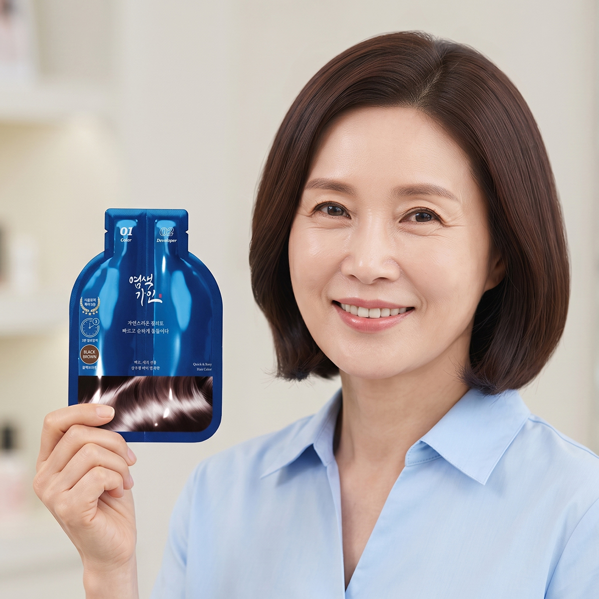염색 가인 헤어 새치 염색약 샴푸형 3분 셀프 저자극 일회용 30g, 블랙브라운, 15개