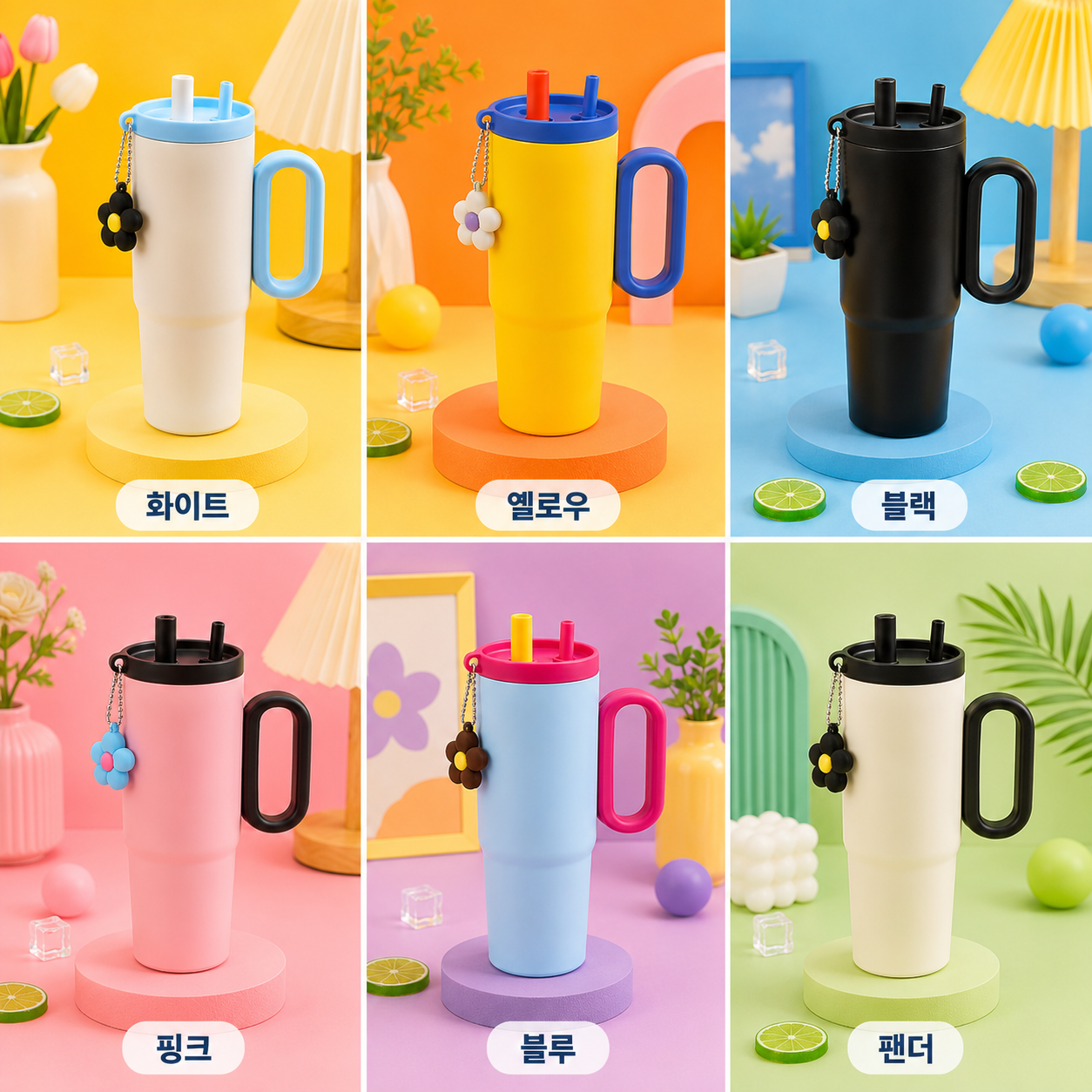 304스텐 650ml 키링 보온보냉 캠핑용품 빨대포함 아웃도어 텀블러 - 상세 이미지 2