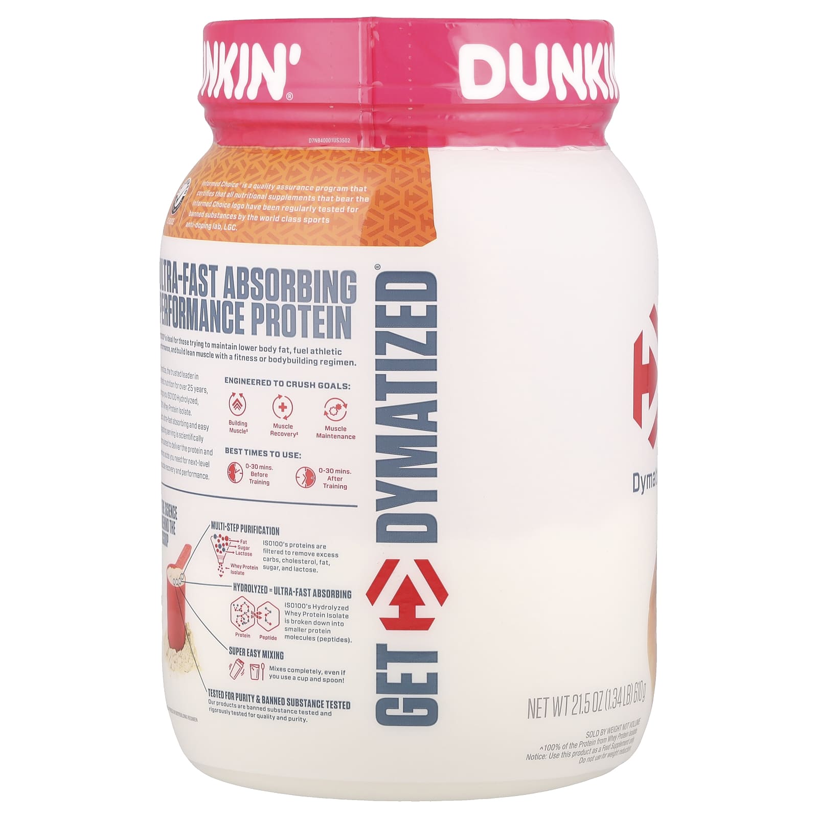 Dymatize ISO100 웨이프로틴 아이솔레이트 도넛맛 610g, 2개 이미지 8