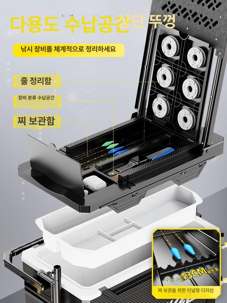 바퀴 달린 태클박스 낚시 낚시박스 캐리어 수납 바다 낚시의자대용 박스 다용도 보관함 풀세트 [노바퀴/단층] 코너 3종 세트 - 상세 이미지 5