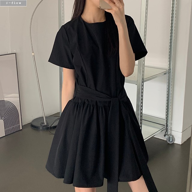 키메 스트랩 플리츠 스판 미디 원피스 2col L,XL 여름 빅사이즈 나일론 제이플로우 - 상세 이미지 4